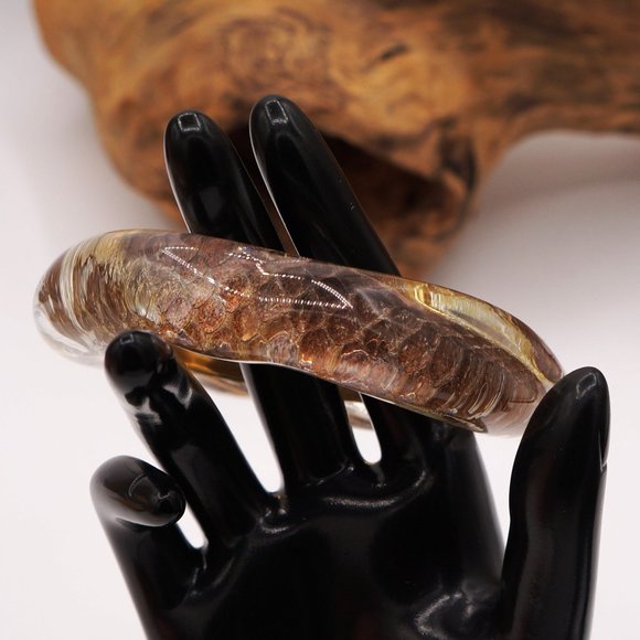 Kara Ross Exotic Snake Skin Chunky Acrylic or Lucite Wavy Bangle